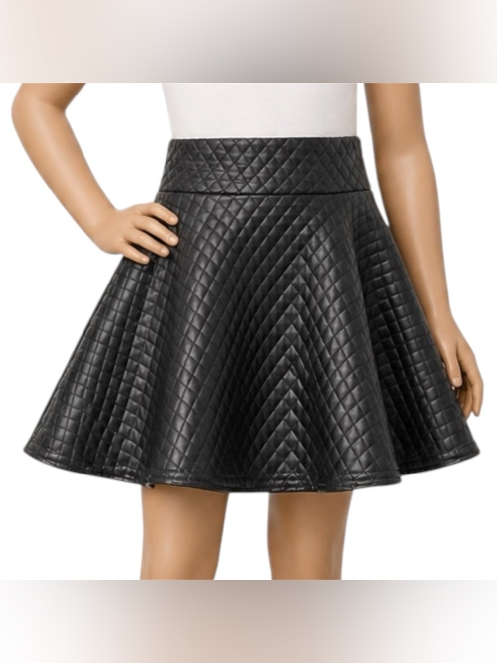 Cheryl Creations Girls' Quilted Textured Fabric Black  Flared Skirt Size Medium